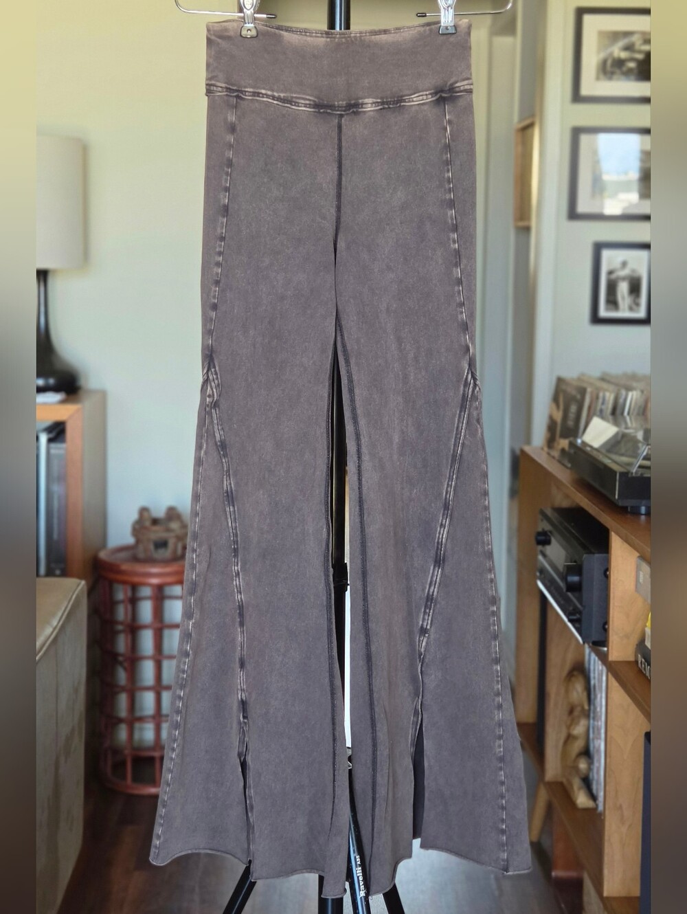 FP Movement Mineral-washed Charcoal Flare Lounge Pants with Split Hem